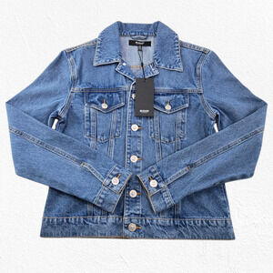 Hudson Medium Wash Slim Fit Trucker Denim Jean Jacket with Pockets Size S/M